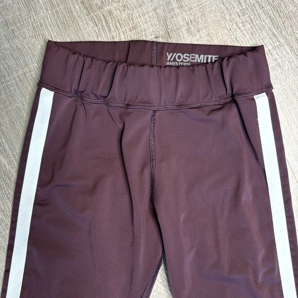 JAMES PERSE Y/OSEMITE Brown White Double Side Stripe Performance Leggings Womens - Picture 3 of 11